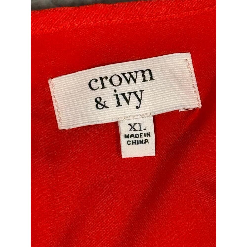 Crown &Ivy Dress Size Extra Large Red Sleeveless Round Neck Summer Chic Polished - Picture 3 of 11